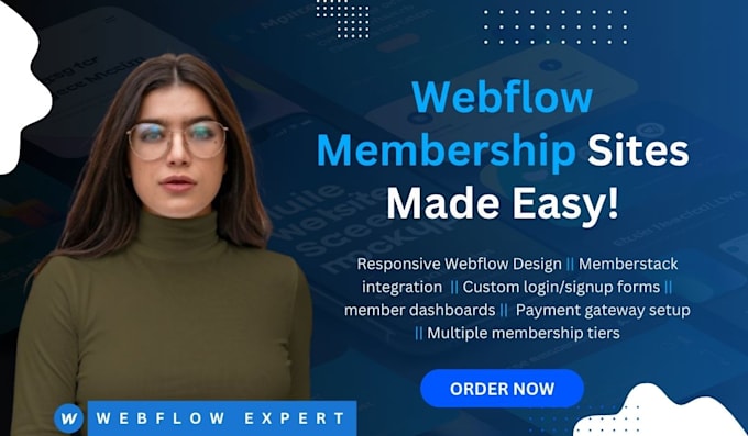 Gig Preview - Webflow membership website, memberstack integration, memberstack payment setup