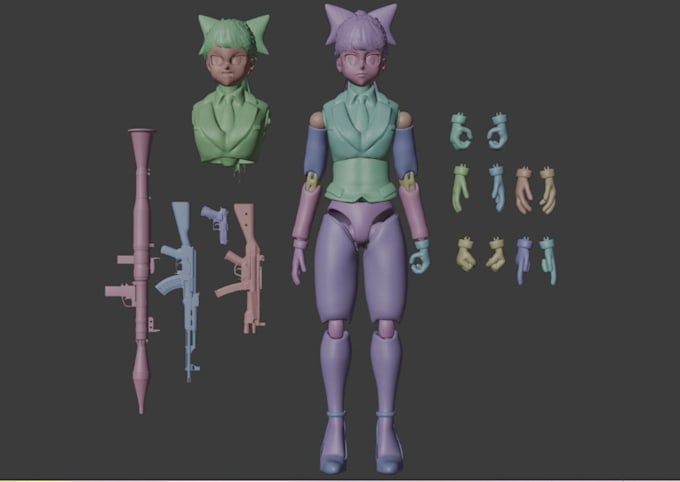 Gig Preview - 3d articulated action figure,3d action figure for print,3d printed anime figure