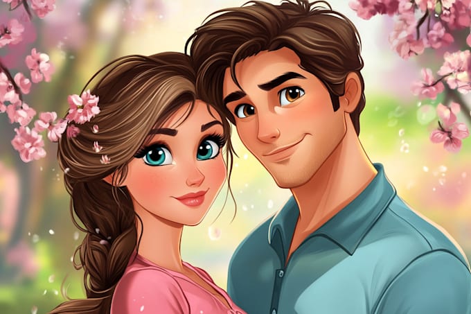 Gig Preview - Draw your couple portrait into disney style cartoon