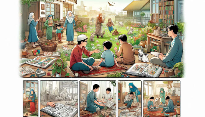 Gig Preview - Do realistic children story book illustrations, comic book, kids comic