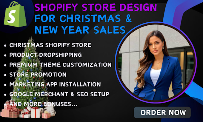 Gig Preview - Create christmas shopify store, christmas dropshipping shopify store or website