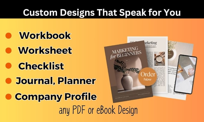 Gig Preview - Design workbook worksheet checklist, journal planner, company profile, ebooks