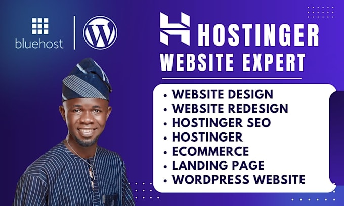 Gig Preview - Design hostinger website, bluehost website, hostinger redesign