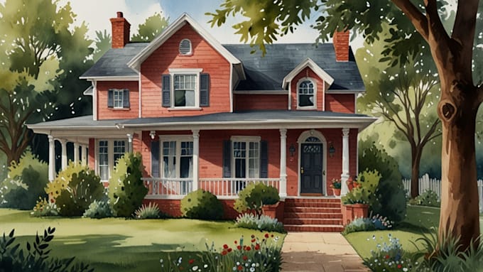 Bestseller - create a hand painted watercolor house portrait of your home