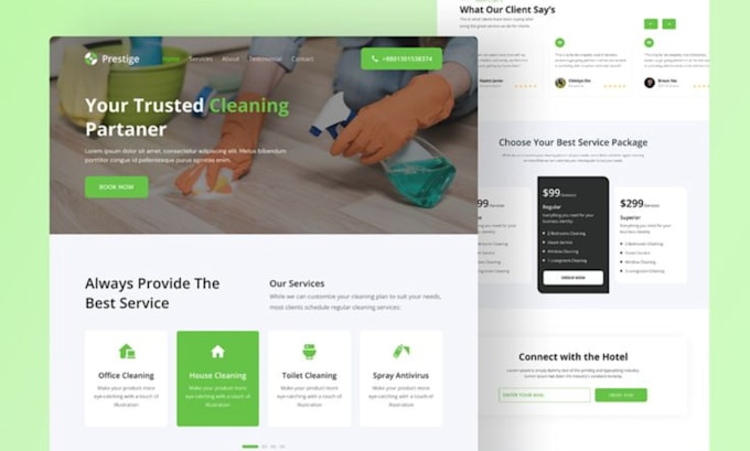 Gig Preview - Build house cleaning website commercial cleaning office cleaning house website