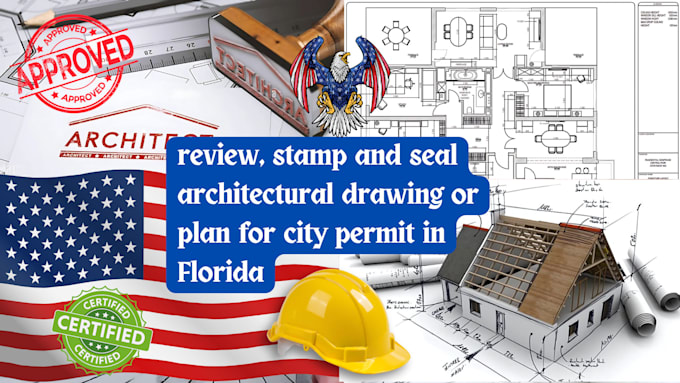 Gig Preview - Review, sign and stamp architectural plan or drawings for city permit in florida