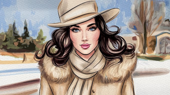 Gig Preview - Draw a stylish watercolor portrait from your images