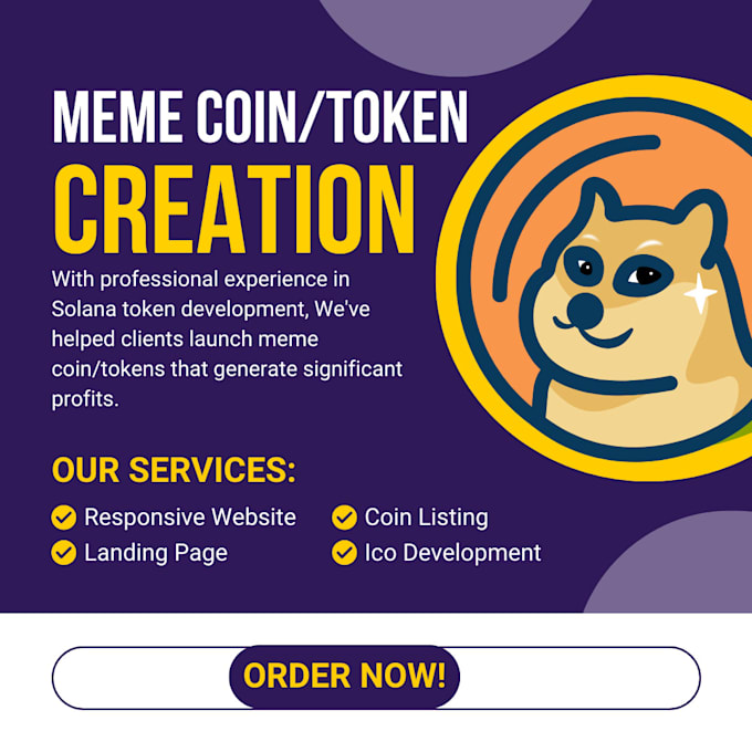 Gig Preview - Create solana meme coin, meme coin website, ico coin listing on top exchange