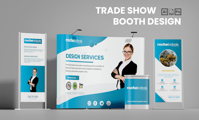 Gig Preview - Design trade show display, backdrop, booth, exhibition, retractable banner stand