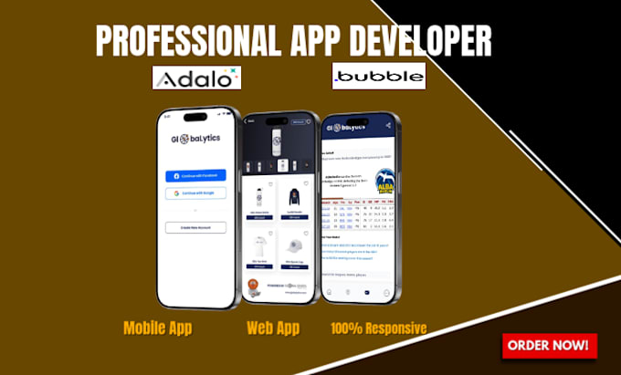 Gig Preview - Build new or complete your adalo bubble flutterflow mobile and web application