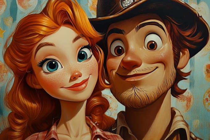 Gig Preview - Draw a portrait in semi realism disney cartoon style