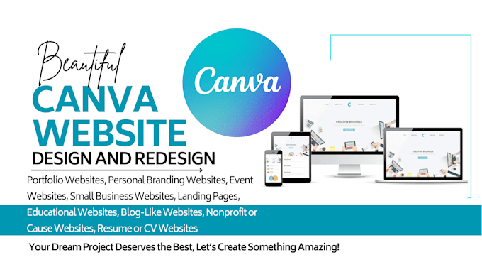 Gig Preview - Design redesign stunning amazing and effective canva website