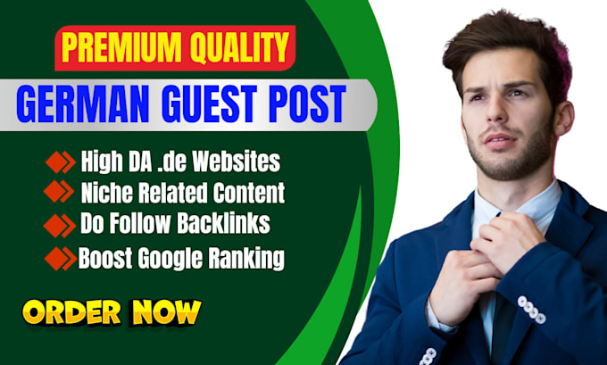 Gig Preview - Write and publish german guest post backlinks with high da SEO link building