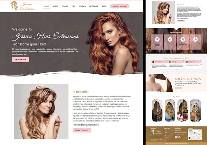 Gig Preview - Hair extension website hair website hair salon hair extension store website