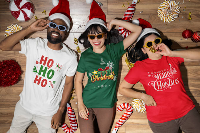 Gig Preview - Create christmas mockup videos and images for tshirts, hoodies and mugs