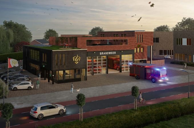 Gig Preview - Accurate 3d architectural fire station render filling station design landscape