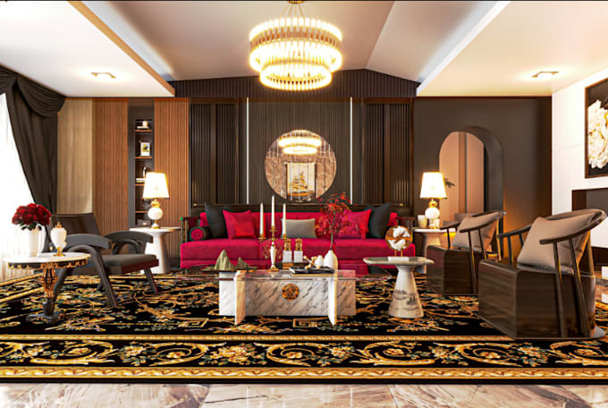 Bestseller - 3d rendering modern classic residential interior design,livingroom,bedroom revit