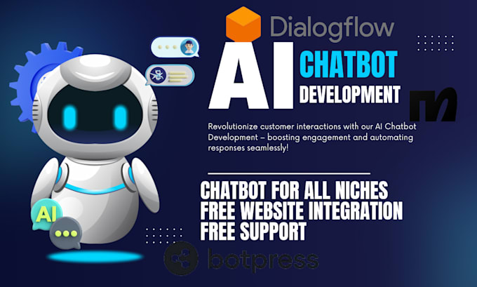 Gig Preview - Create ai chatbot using manychat botpress intercom or dialogflow