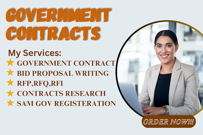 Gig Preview - Secure government contract, write bid proposal, find rfp, rfq, rfi and sam gov