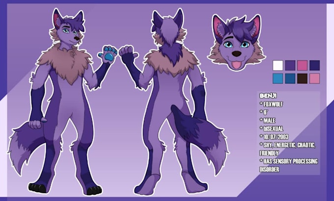 Gig Preview - Draw reference sheet for your fursona character, fursona and oc reference sheet