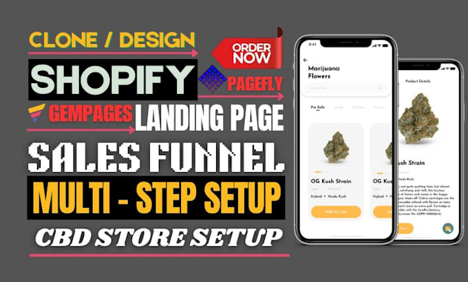 Gig Preview - Create cbd gempages pagefly shopify store landing page design cannabis website