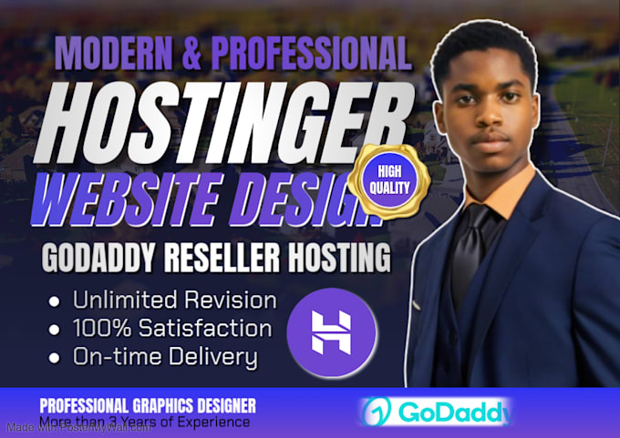 Gig Preview - Build hostinger website design or redesign, godaddy website reseller hosting