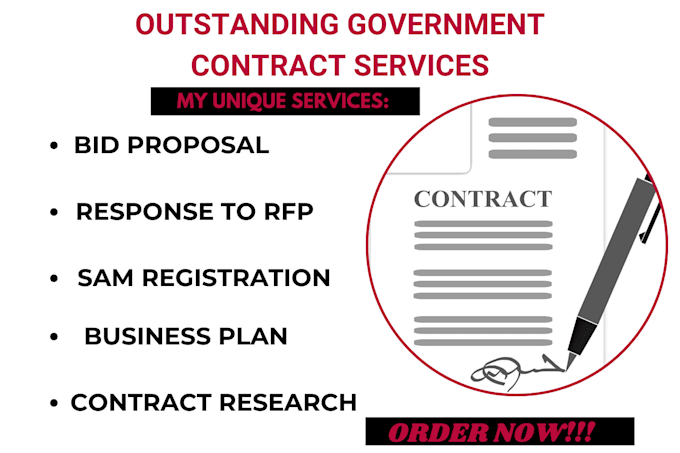 Gig Preview - Write government contract, bid proposal writing, respond to rfp writing, rfq