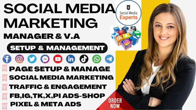 Gig Preview - Be social media manager and social media marketing content creator meta expert