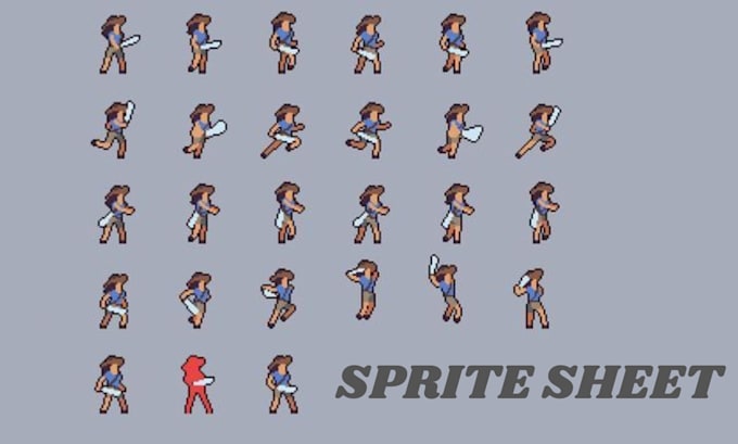 Gig Preview - Sprite sheet pixel art character sprite loop animation game assets rpg maker fnf