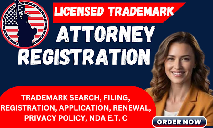 Gig Preview - Do trademark filing registration as you license US attorney for amazon registry