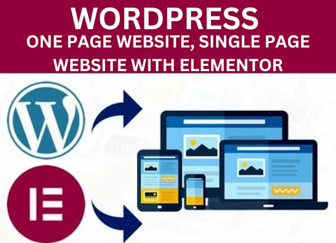 Gig Preview - Design one page website, home page, single page wordpress, with elementor pro