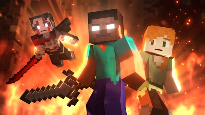 Gig Preview - Custom minecraft animation, gaming branding, for gaming content and social media