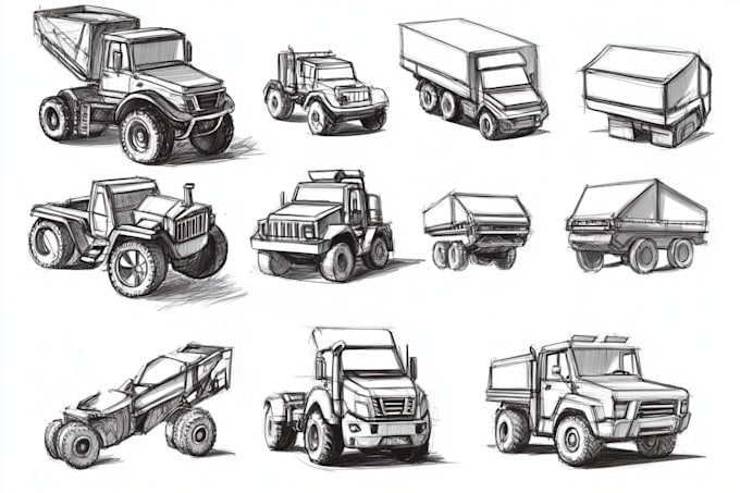 Gig Preview - Draw an outline, product, sketch, car, vehicle