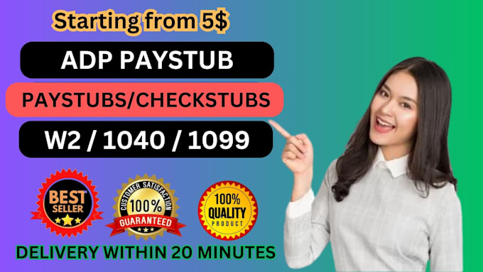 Bestseller - do, create adp paystub, check stub, pay stubs, w2, 1099