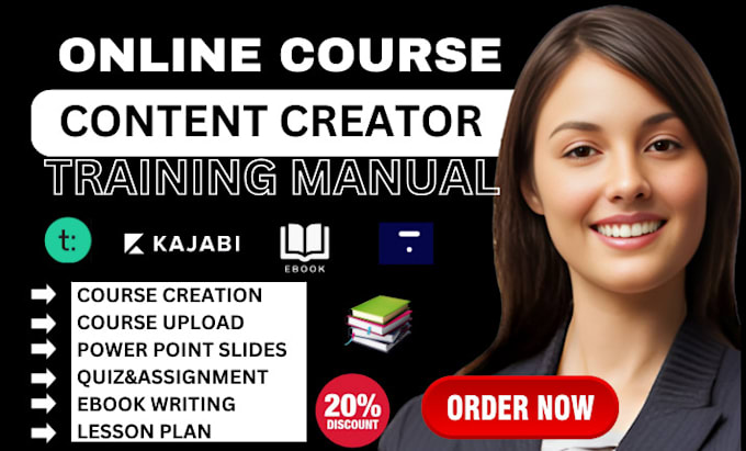 Gig Preview - Do online course content course creation training manual course curriculum