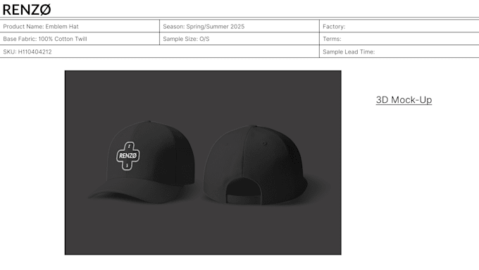 Gig Preview - Create tech pack and 3d mock up for custom hats