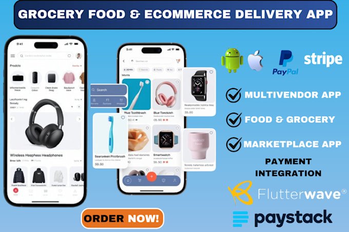 Gig Preview - Develop a multivendor food, grocery, pharmacy, ecommerce delivery app in flutter