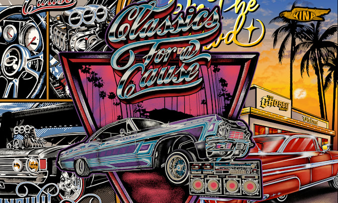 Bestseller - custom design low rider or car in vintage style for tshirt or brand