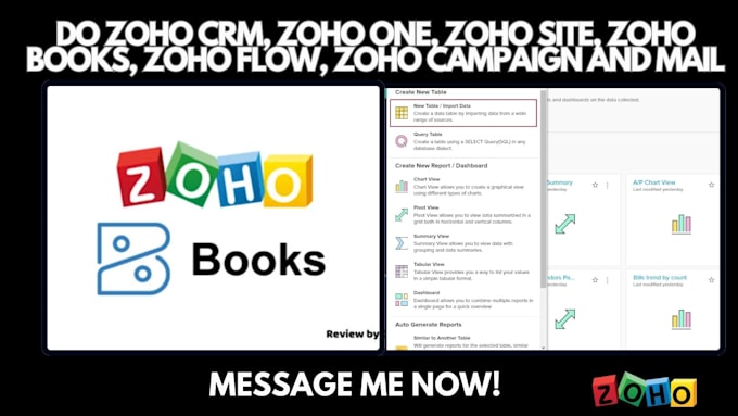 Gig Preview - Do zoho crm, zoho one, zoho site, zoho books, zoho flow, zoho campaign and mail