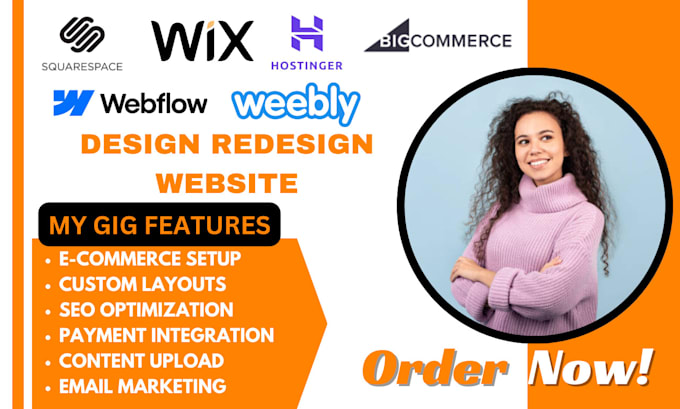 Gig Preview - Design and redesign hostinger squarespace bigcommerce wix webflow weebly website