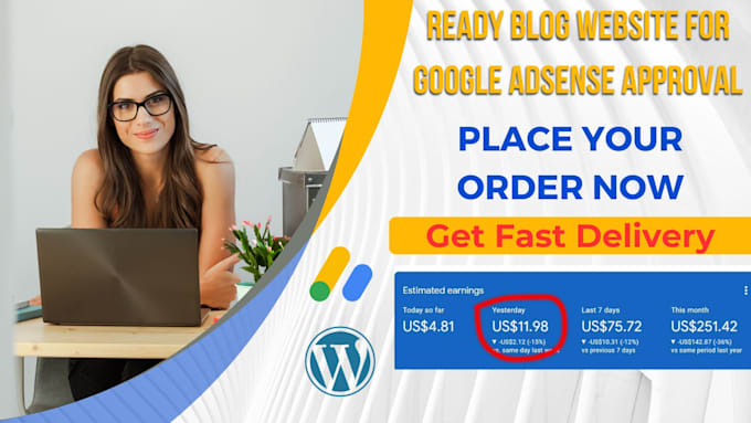 Gig Preview - Ready blog website for google adsense approval