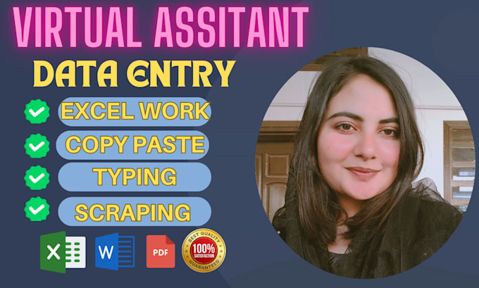 Gig Preview - Be your virtual assistant for data entry, copy paste, typing and web research