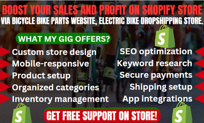 Gig Preview - Design shopify motorcycle store bike accessory store electric bicycle website