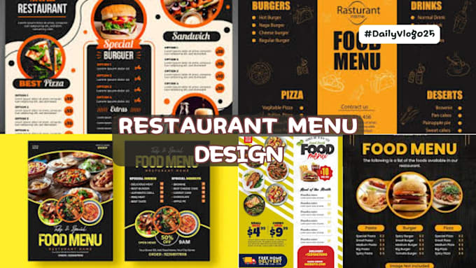 Gig Preview - Do restaurant menu design food menu menu board  digital menu logo design flyer