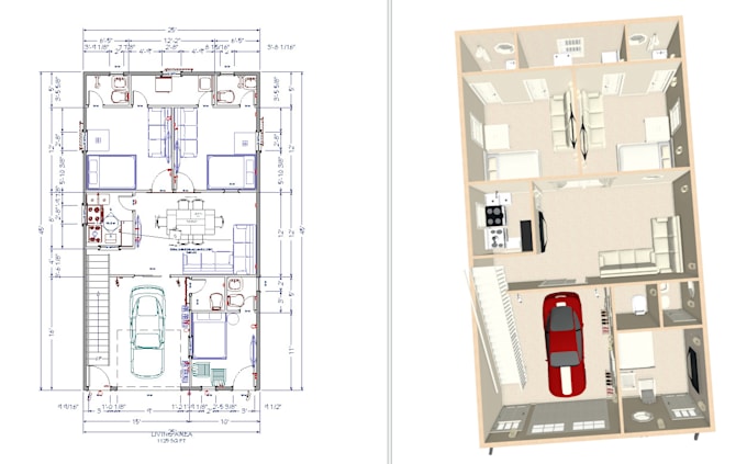 Gig Preview - Built best 2d and 3d floor plan for you with perfect colours