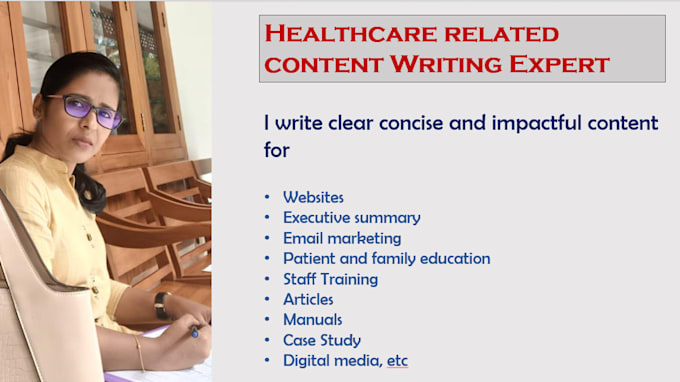 Gig Preview - Do healthcare related content writing in english