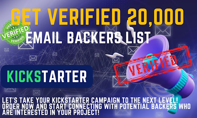 Gig Preview - Provide real and active 20,000 backers email list for your kickstarter camapign