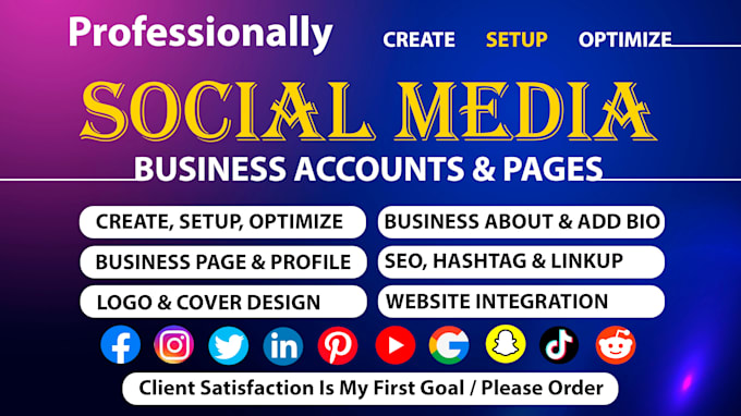 Gig Preview - Setup all your social media account and pages for your business