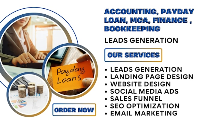 Gig Preview - Generate accounting leads, payday loan, mca, finance leads, bookkeeping leads