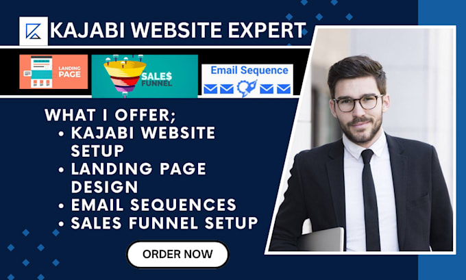 Gig Preview - Setup kajabi websites, landing pages, and email sequences, sales funnel